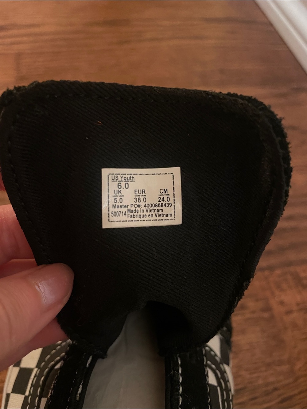 Vans Black and White Checkerboard Slip-On Sneakers (no laces) - Picture 6 of 6